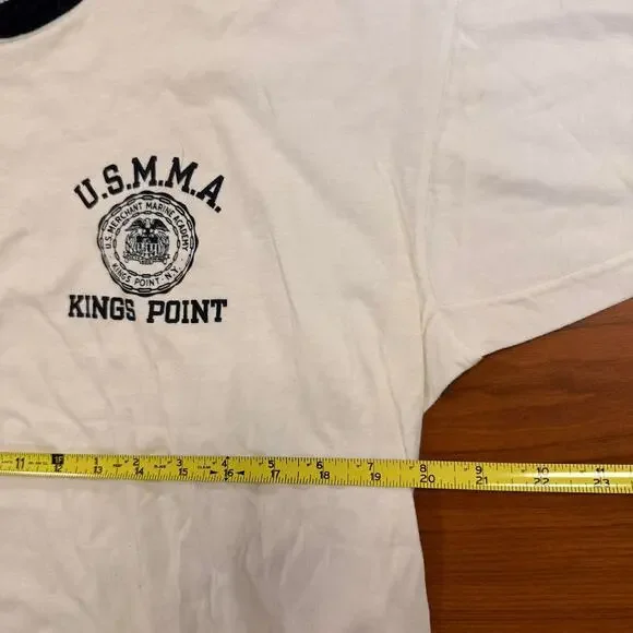 Vtg 70s 80s Champion USMMA Kings Point Merchant Marine Academy Ringer T-Shirt XL - Picture 7 of 11